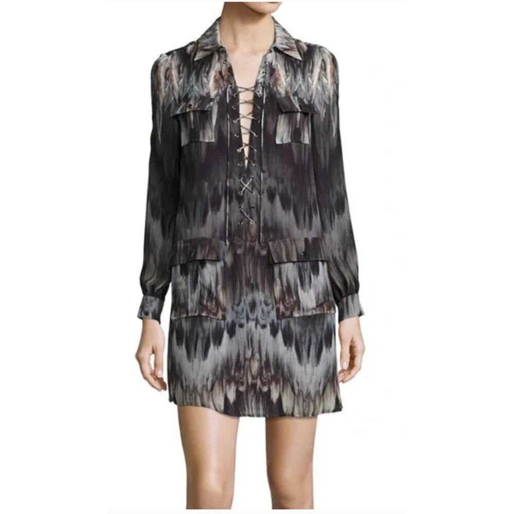 Haute Hippie She Too Will Rise Lace Up Dress Size 2 NWT